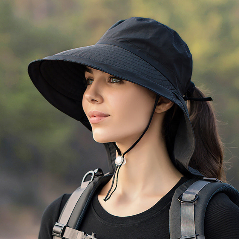 Wide Brim Shawl Ponytail Bucket Hat For Women - DragonHearth