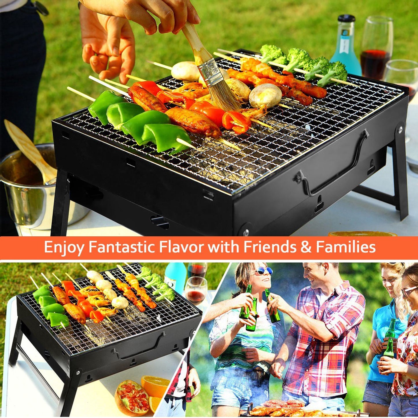 Foldable Portable BBQ Charcoal Grill