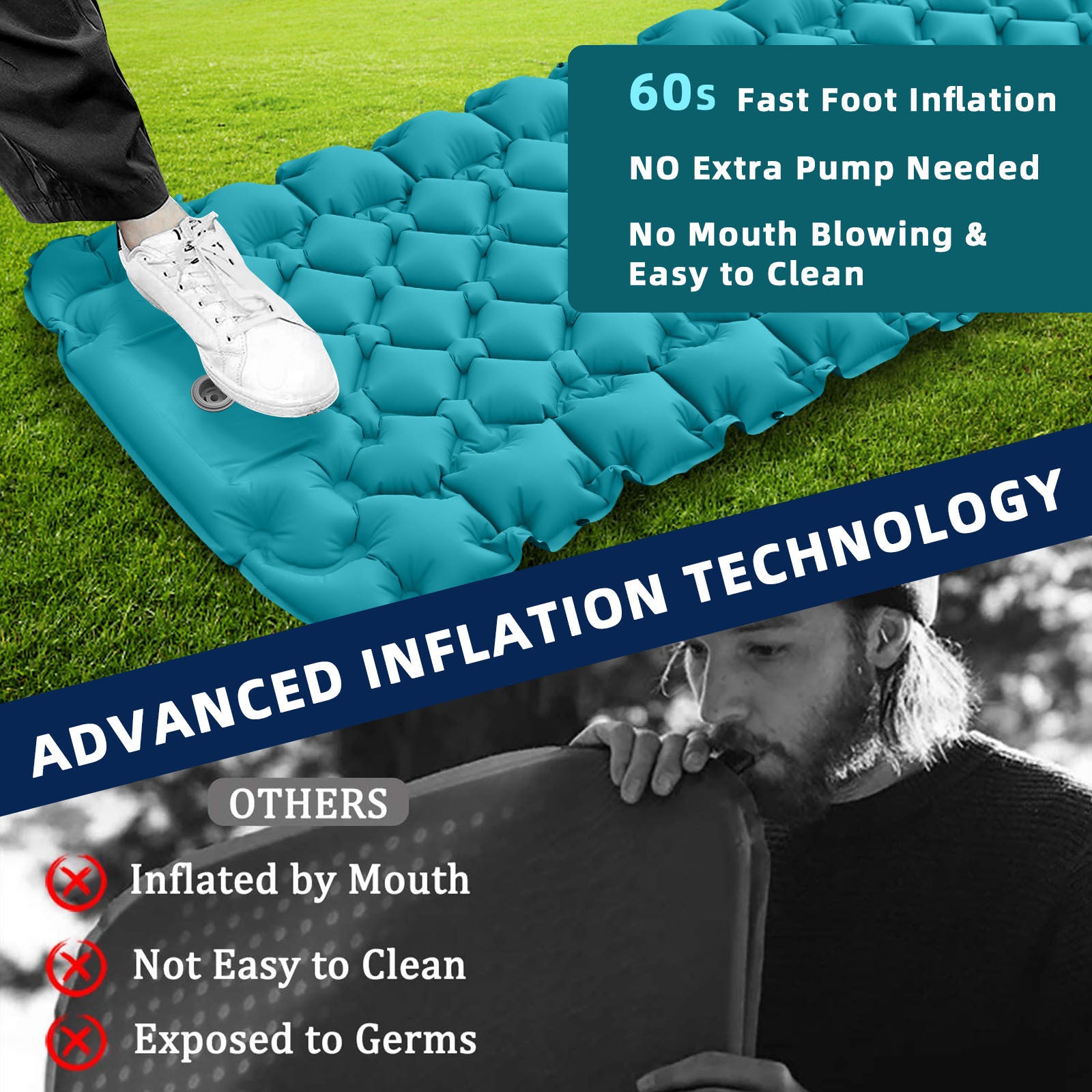 Outdoor inflatable pad - foot pedal - DragonHearth