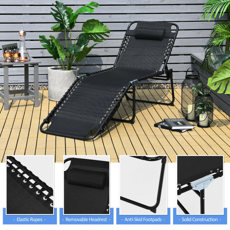 Foldable Lounge Chair with Adjustable Backrest and Footrest