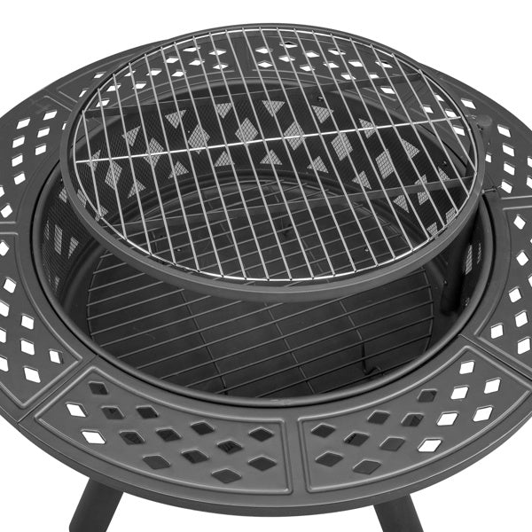 38in Metal Fire Pit with Cooking Grate- Black - DragonHearth