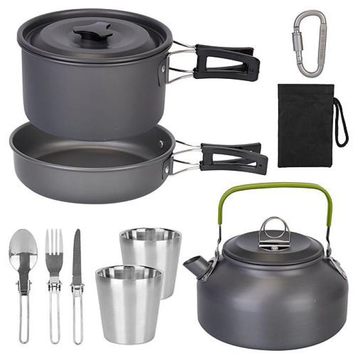 Camping Cookware Set - Aluminum Pot Pans Kit - DragonHearth