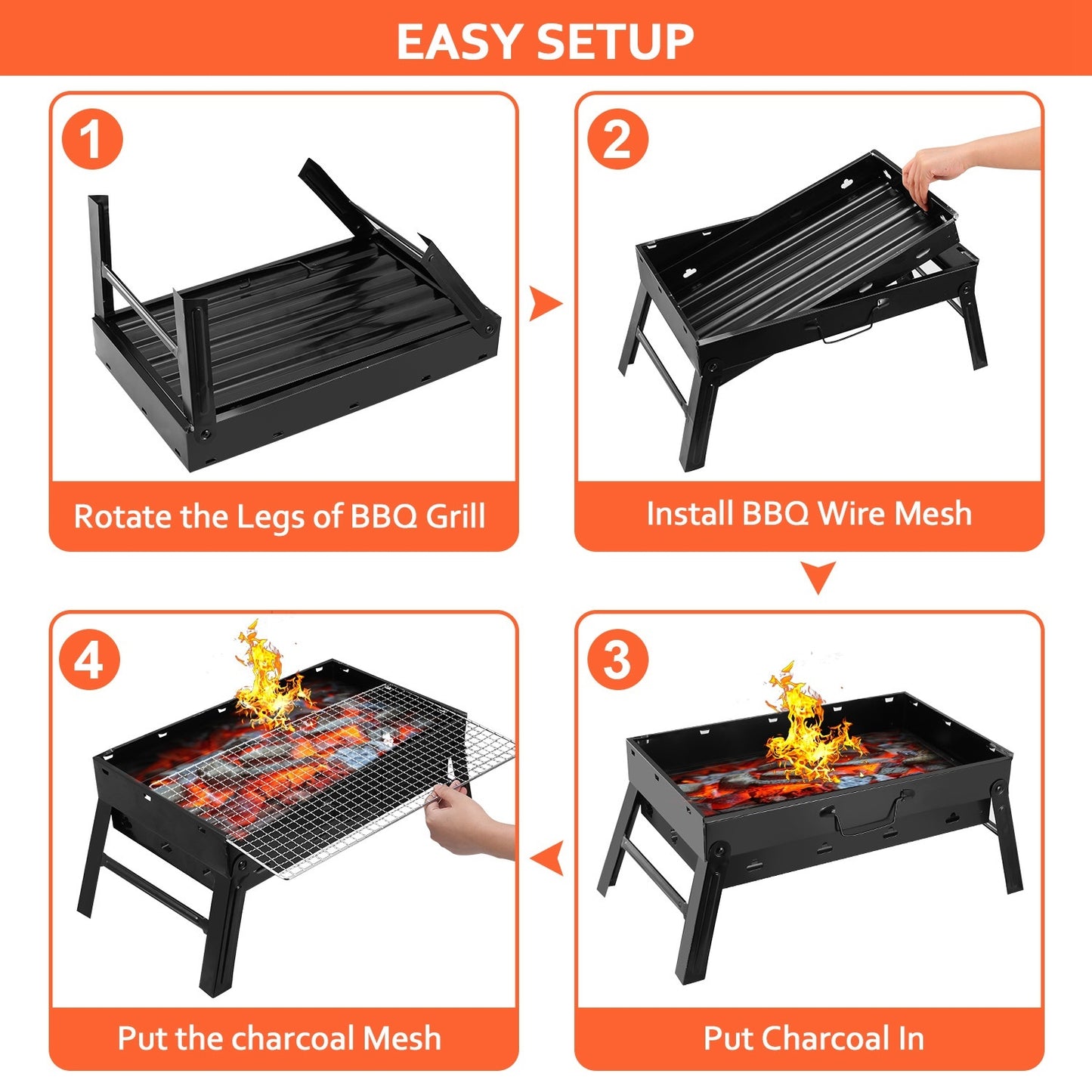 Foldable Portable BBQ Charcoal Grill