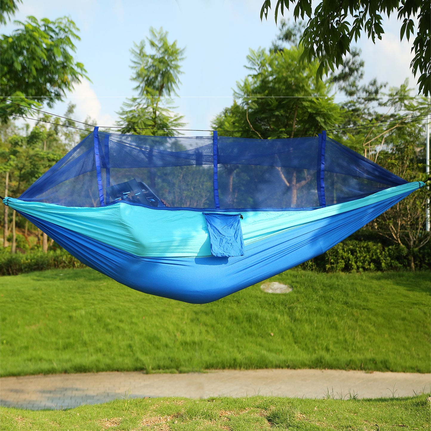 600lbs Load 2 Persons Hammock with Mosquito Net Outdoor Hiking Camping Portable Nylon Swing Hanging Bed - DragonHearth