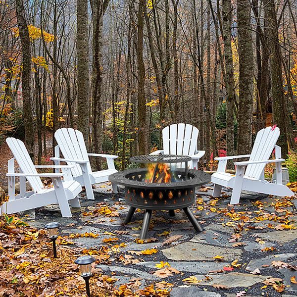 38in Metal Fire Pit with Cooking Grate- Black - DragonHearth