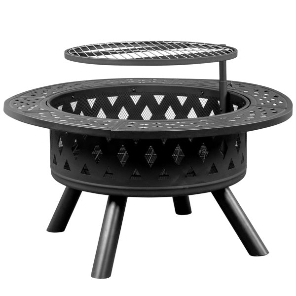 38in Metal Fire Pit with Cooking Grate- Black - DragonHearth